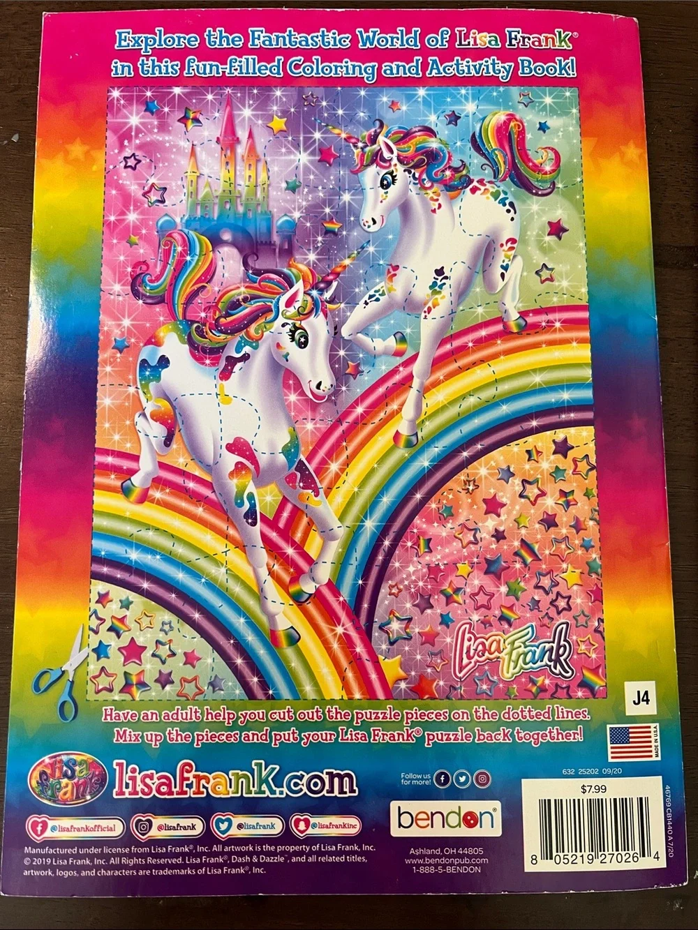 VTG Lisa Frank Notebook & 2019 Activity Book Lot Dash Dazzle Unicorn Rainbow